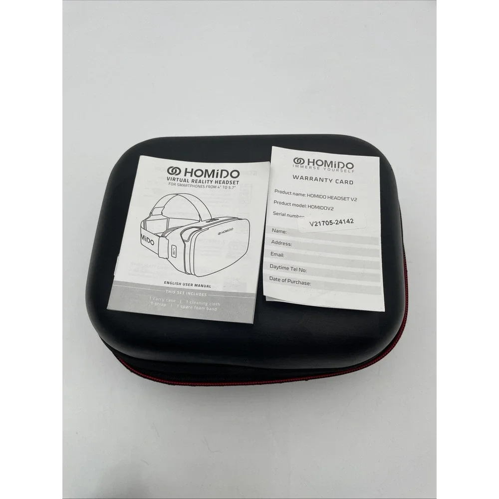 Homido V2 Virtual Reality Headset for Smartphone With Case & Manuals